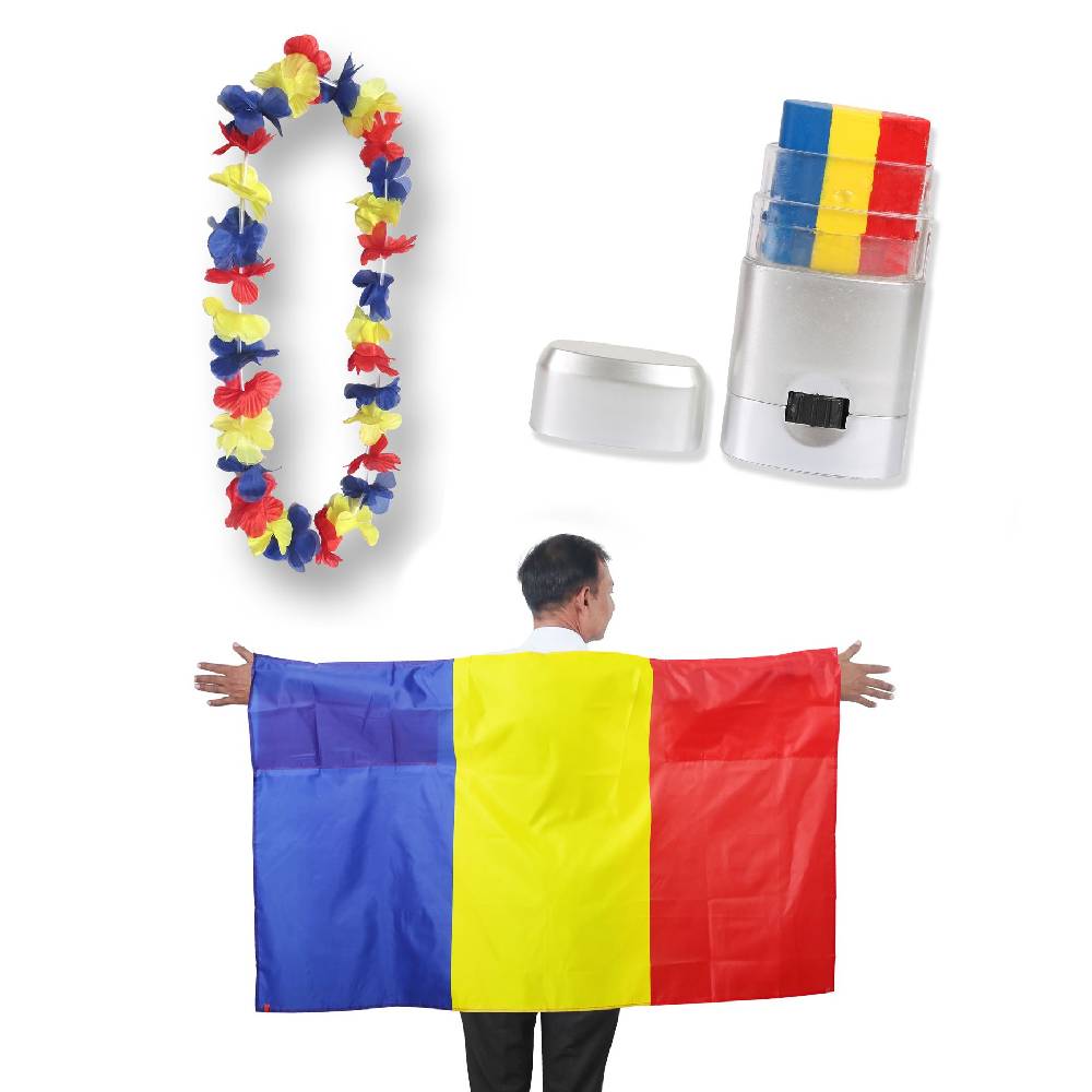 Sonia Originelli Fan-Paket EM "Rumaenien" Romania Fußball Hawaiikette Schminkstift P