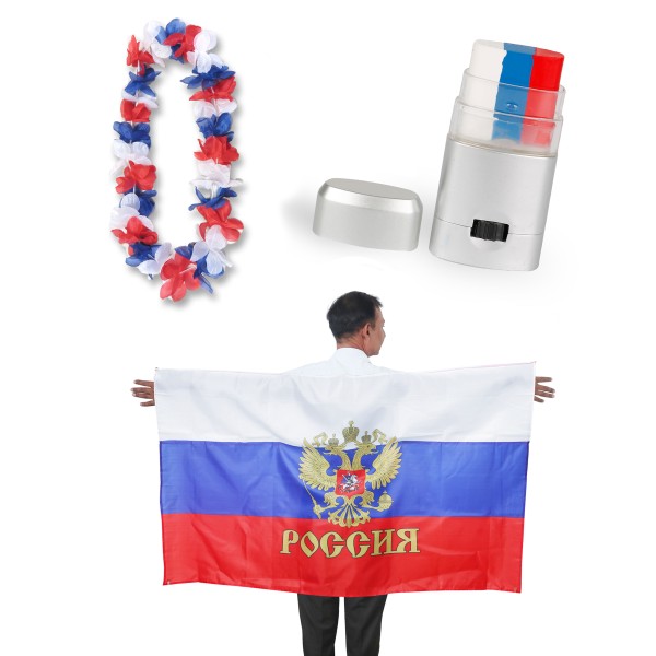 Sonia Originelli Fan-Paket EM "Russland" Russia Fußball Hawaiikette Schminkstift Poncho