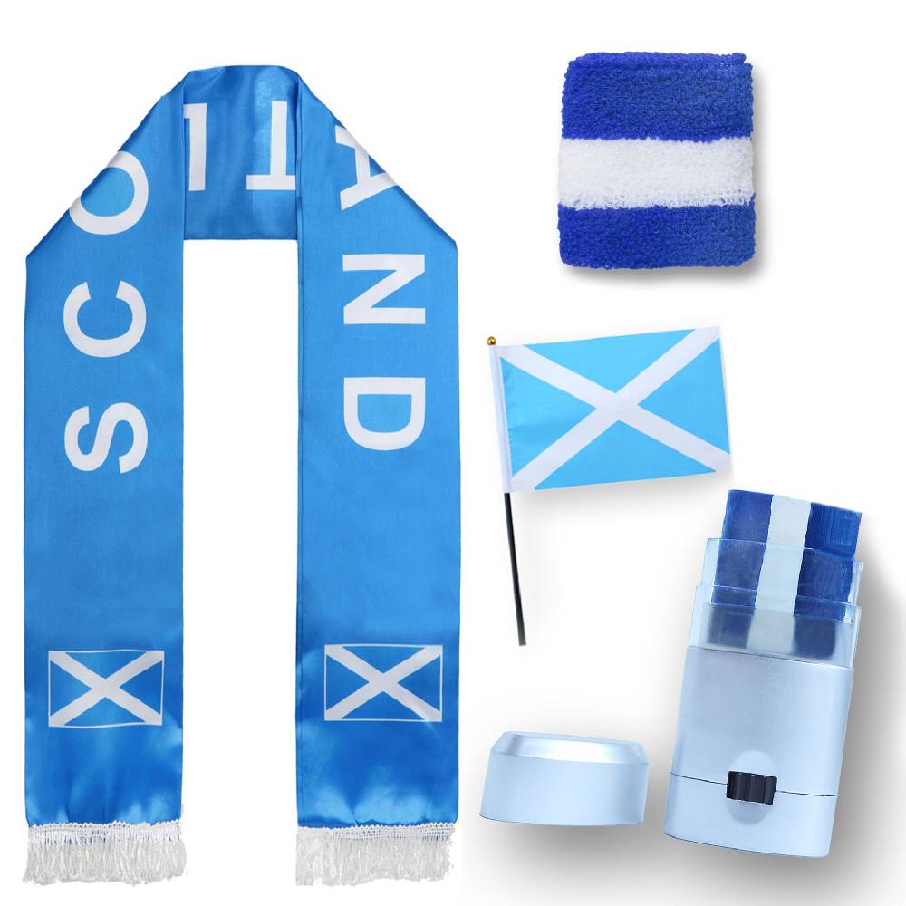 Sonia Originelli FAN PAKET EM "Schottland" Scotland Fußball Schal Schminke Schweißband Mini Flagge