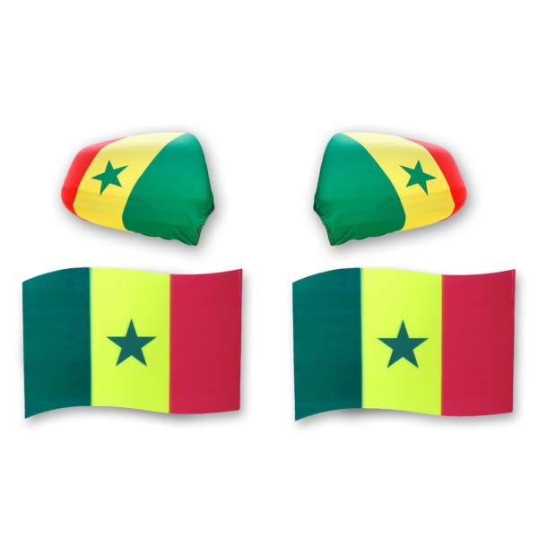 Sonia Originelli Fan-Paket EM "Senegal" Auto Außenspiegelflagge Magnete Fahren Fußball