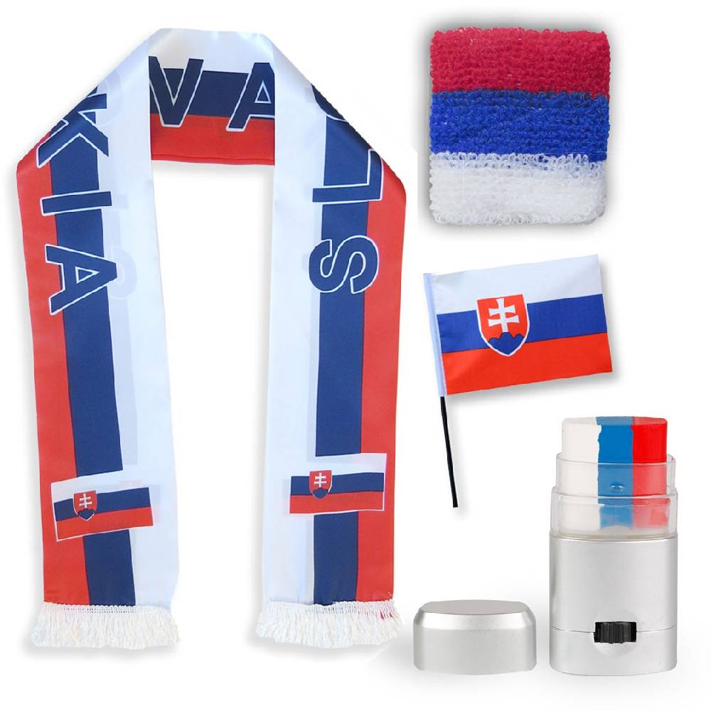 Sonia Originelli FAN PAKET EM "Slowakei" Slovakia Fußball Schal Schminke Schweißband Mini Flagge