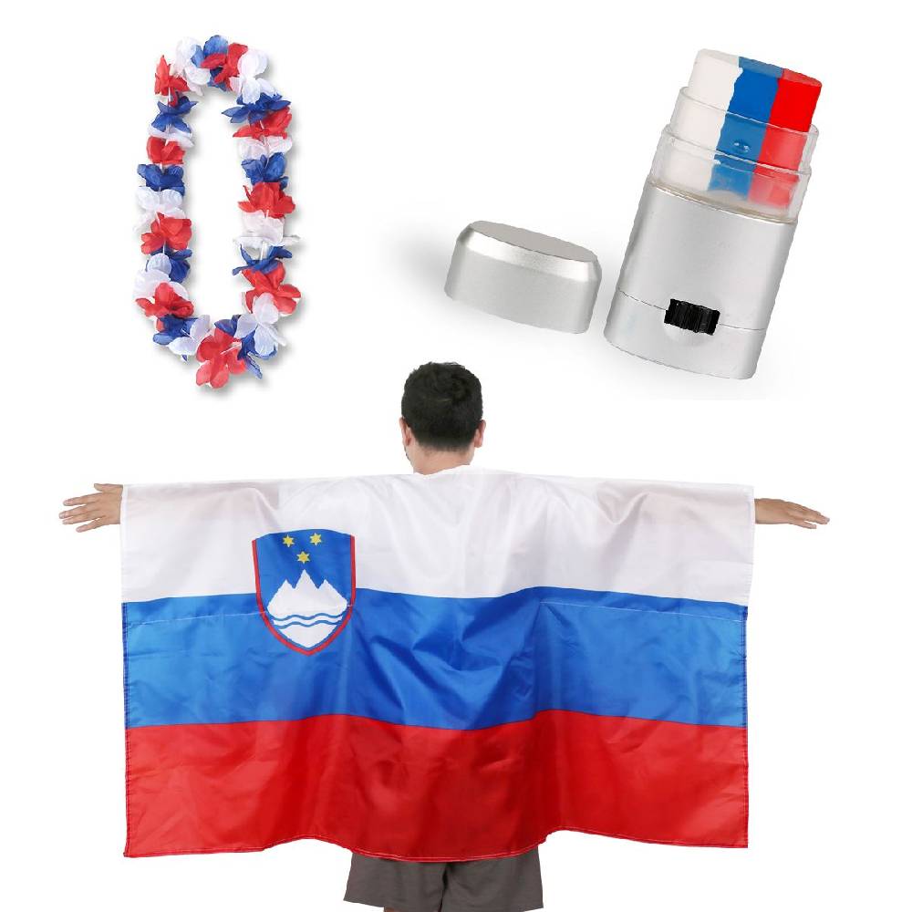 Sonia Originelli Fan-Paket EM "Slowenien" Slovenia Fanset Fußball Hawaiikette Schminkstift Poncho