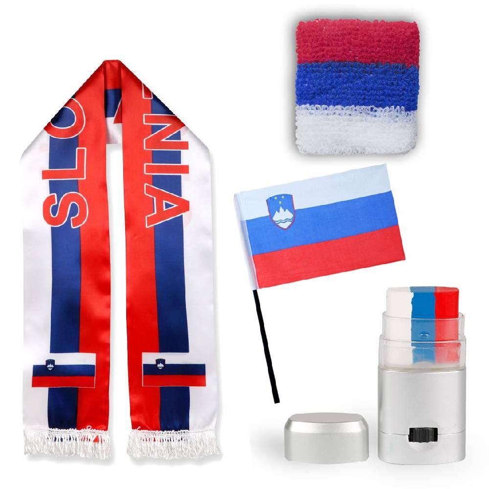 Sonia Originelli FAN PAKET EM "Slowenien" Slowenia Fußball Schal Schminke Schweißband Mini Flagge