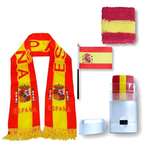 Sonia Originelli FAN PAKET EM "Spanien" Spain Fußball Schal Schminke Schweißband Mini Flagge