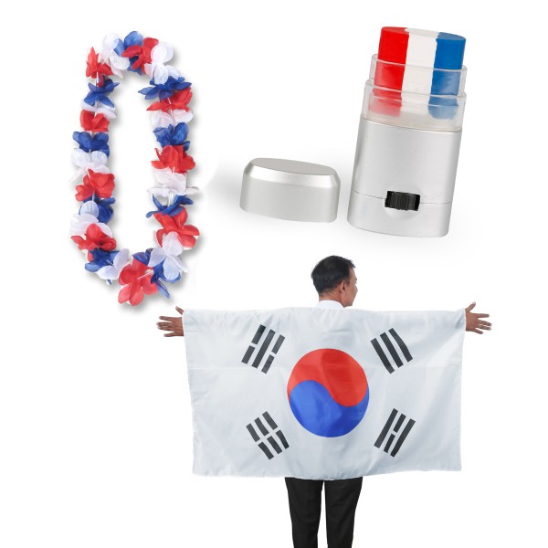 Sonia Originelli Fan-Paket EM "Südkorea" South Korea Fanset Fußball Hawaiikette Schminkstift Poncho