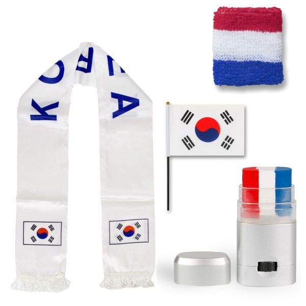 Sonia Originelli FAN PAKET EM "Suedkorea" South Korea Fußball Schal Schminke Schweißband Mini Flagge