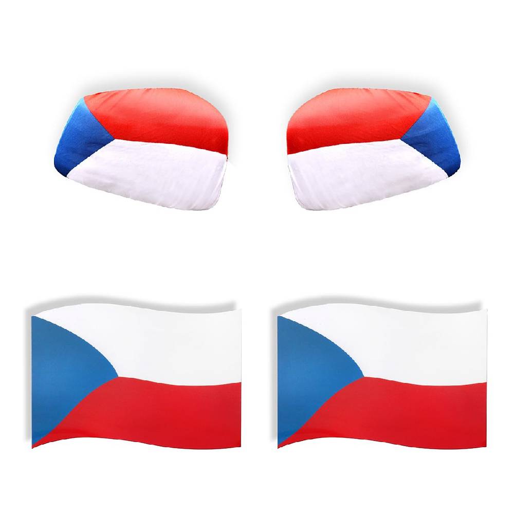 Sonia Originelli Fan-Paket EM "Tschechien" Czech Republic Auto Außenspiegelflagge Magnete Fahren Fußball