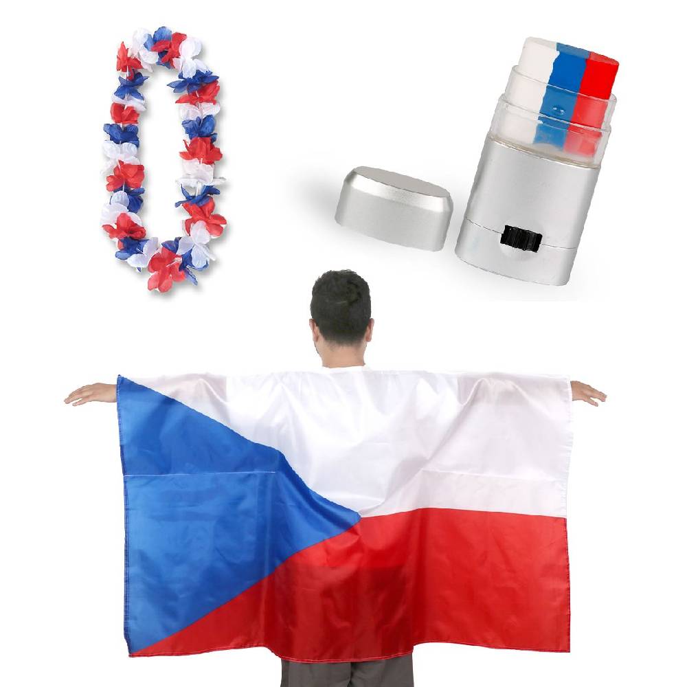 Sonia Originelli Fan-Paket EM "Tschechien" Czech Republic Fanset Fußball Hawaiikette Schminkstift Poncho