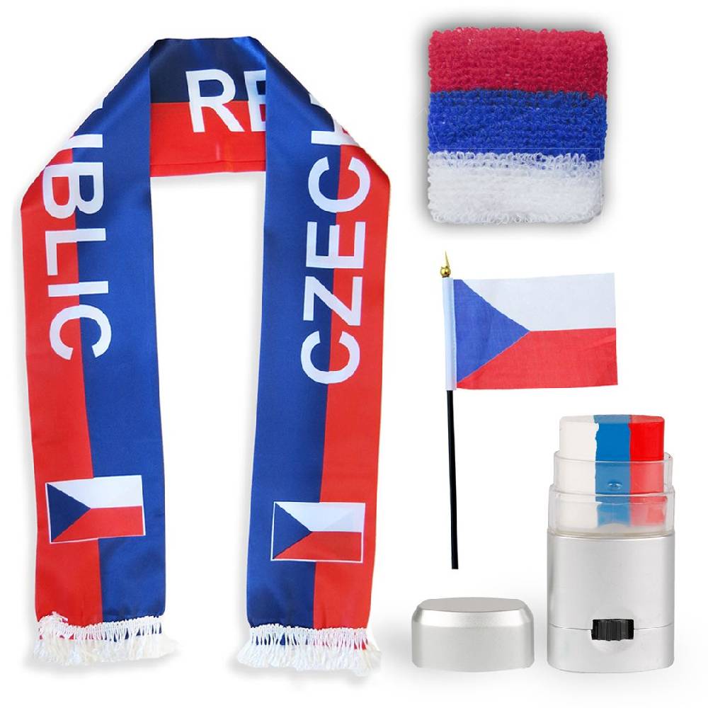 Sonia Originelli FAN PAKET EM "Tschechien" Czech Republic Fußball Schal Schminke Schweißband Mini Flagge