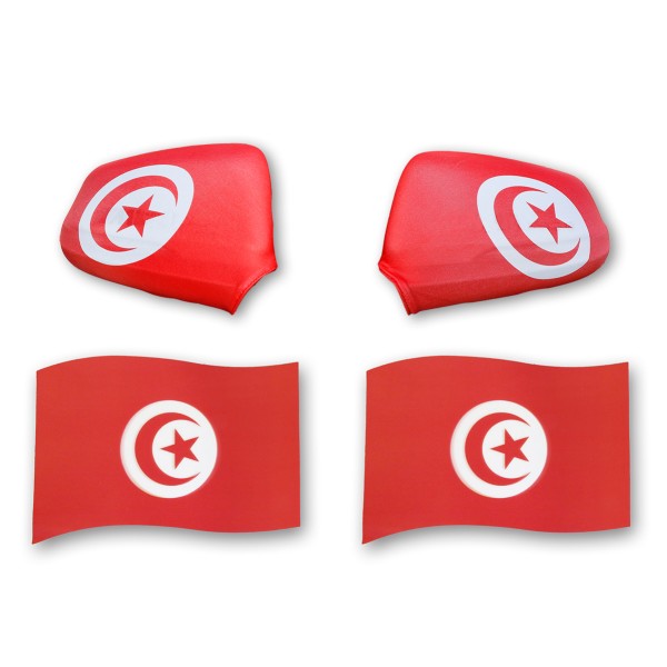 Sonia Originelli Fan-Paket EM "Tunesien" Tunisia Auto Außenspiegelflagge Magnete Fahren Fußball