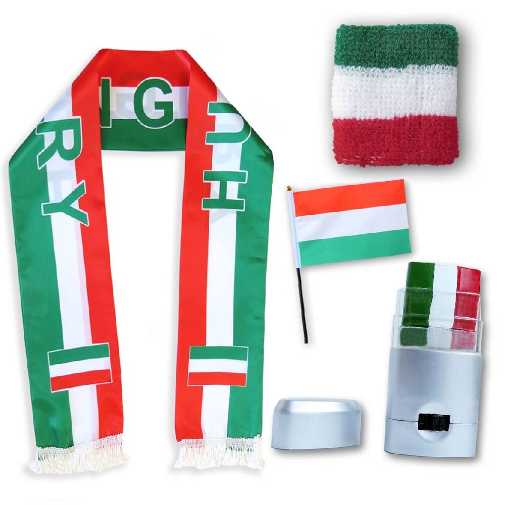 Sonia Originelli FAN PAKET EM "Ungarn" Hungary Fußball Schal Schminke Schweißband Mini Flagge