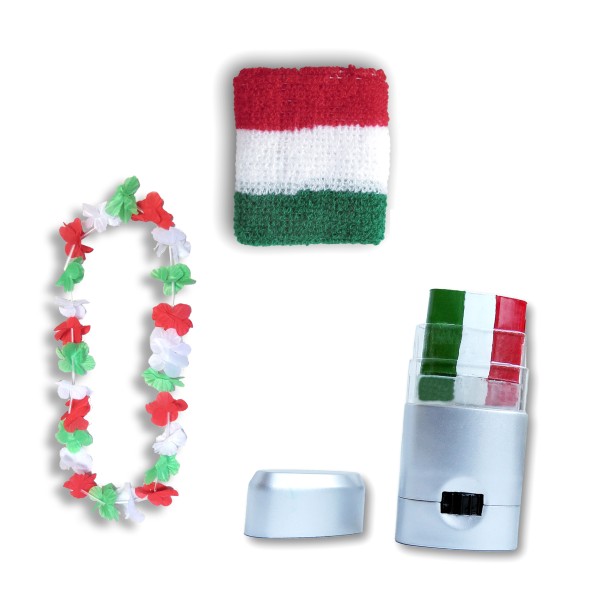 Sonia Originelli Fan-Paket Girls EM "Italien" Italy Fußball Hawaiikette Schminke Schweißband