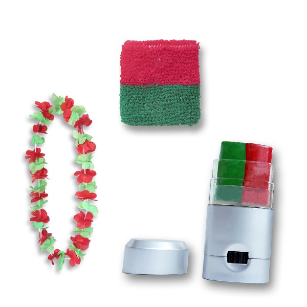 Sonia Originelli Fan-Paket Girls EM "Portugal" Fußball Hawaiikette Schminke Schweißband