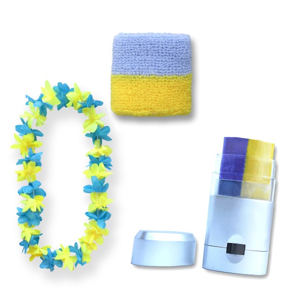 Sonia Originelli Fan-Paket Girls EM "Schweden" Sweden Fußball Hawaiikette Schminke Schweißband