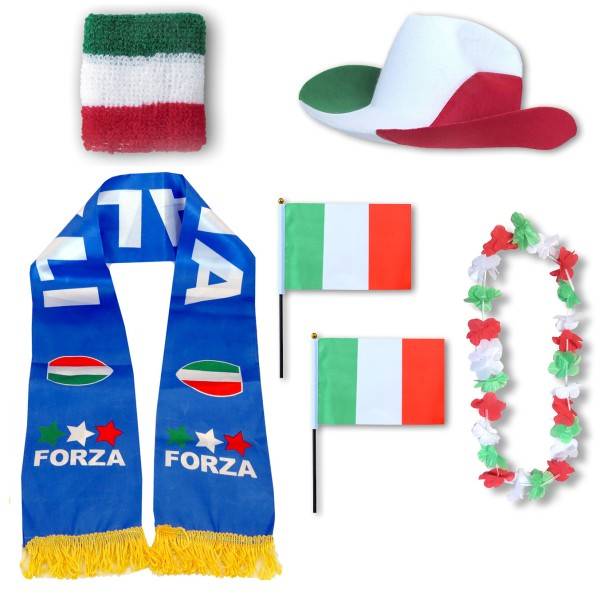 Sonia Originelli Fan-Paket "Italien" Italy Italia WM EM Fußball Schal Hawaiikette Hut Schweissband Fahne Flagge