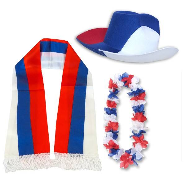 Sonia Originelli Fan-Paket "Russland" Russia WM EM Fußball Schal Hawaiikette Hut Fanartikel