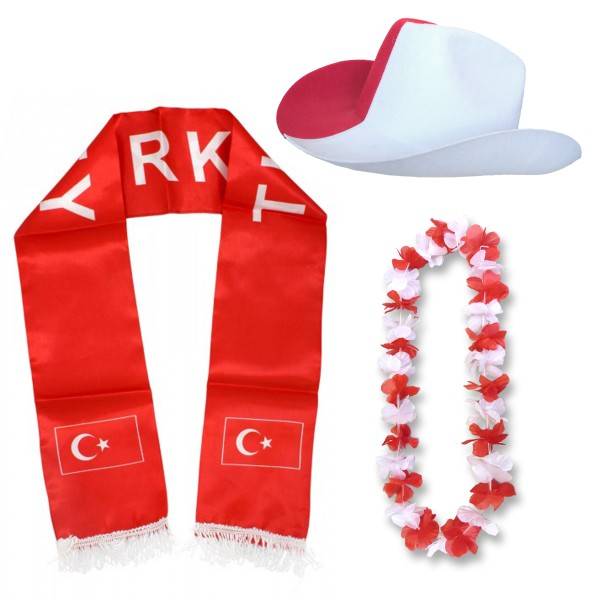 Sonia Originelli Fan-Paket "Türkei" Turkey Türkiye WM EM Fußball Schal Hawaiikette Hut Fanartikel
