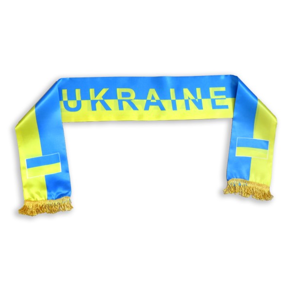 Sonia Originelli Fan-Paket "Ukraine" WM EM Fußball Schal Hawaiikette Hut Schweissband Fahne Flagge