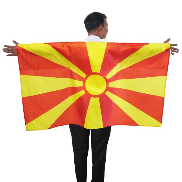 Sonia Originelli Fan Poncho "Nordmazedonien" North Macedonia Umhang Flagge Fußball WM Länder Cape