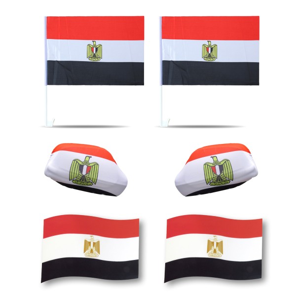 Sonia Originelli Fanpaket fürs Auto EM "Ägypten" Egypt Fußball 3D Magnet Außenspiegel Flaggen