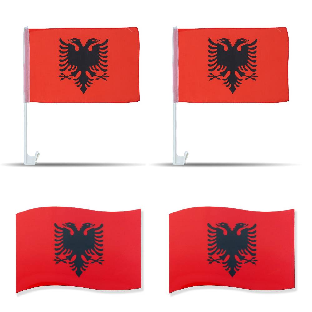 Sonia Originelli Fanpaket fürs Auto EM "Albanien" Fußball Flaggen 3D Magnet Fahren Autofahnen