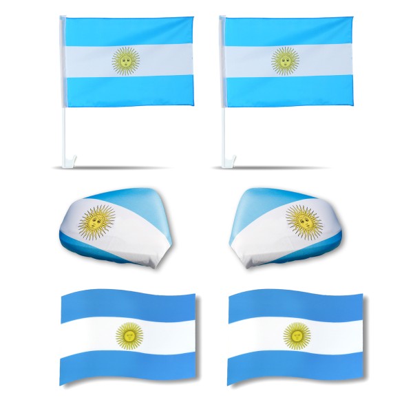 Sonia Originelli Fanpaket Fürs Auto EM "Argentinien" Argentina Fußball 3D Magnet Außenspiegel Flaggen