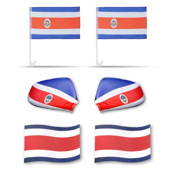 Sonia Originelli Fanpaket fürs Auto EM "Costa Rica" Fußball 3D Magnet Außenspiegel Flaggen