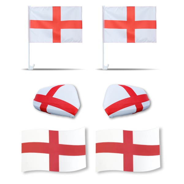 Sonia Originelli Fanpaket fürs Auto EM "England" Fußball 3D Magnet Außenspiegel Flaggen