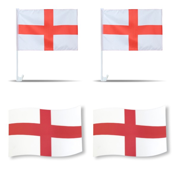 Sonia Originelli Fanpaket fürs Auto EM "England" Fußball Flaggen 3D Magnet Fahren