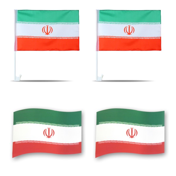 Sonia Originelli Fanpaket Fürs Auto EM "Iran" Fußball Flaggen 3D Magnet Fahren Autofahnen