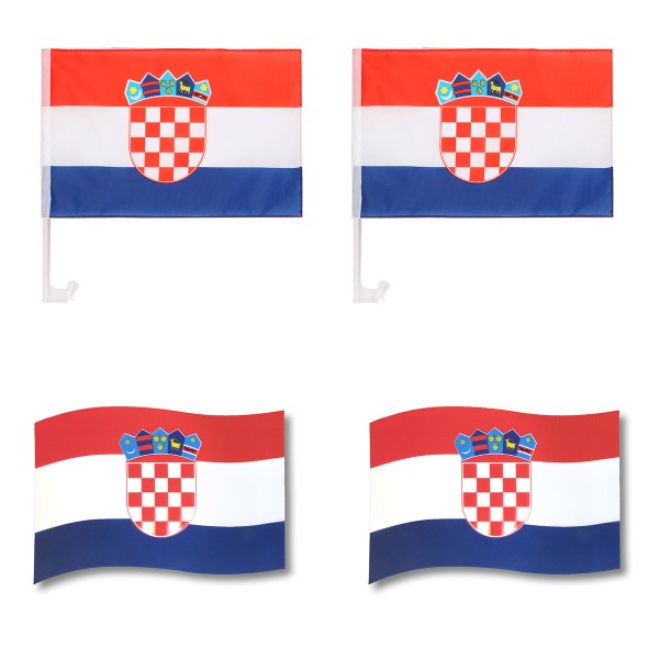 Sonia Originelli Fanpaket fürs Auto EM "Kroatien" Croatia Fußball Flaggen 3D Magnet Fahren