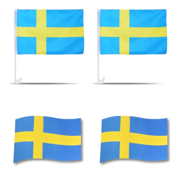Sonia Originelli Fanpaket fürs Auto EM "Schweden" Sweden Fußball Flaggen 3D Magnet Fahren