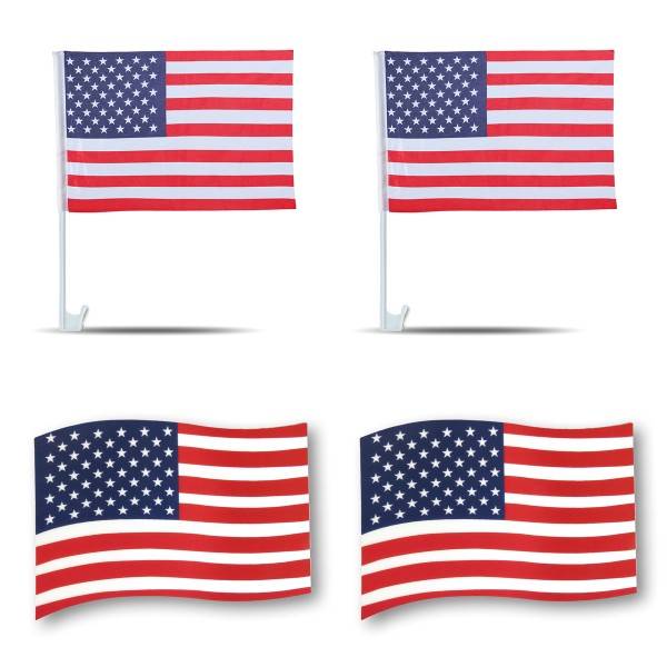 Sonia Originelli Fanpaket fürs Auto EM "USA" Fußball Flaggen 3D Magnet Fahren Autofahnen