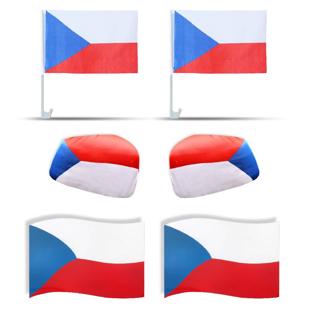 Sonia Originelli Fanpaket "Tschechien" Czech Republic Fußball 3D Magnet Außenspiegel Flaggen