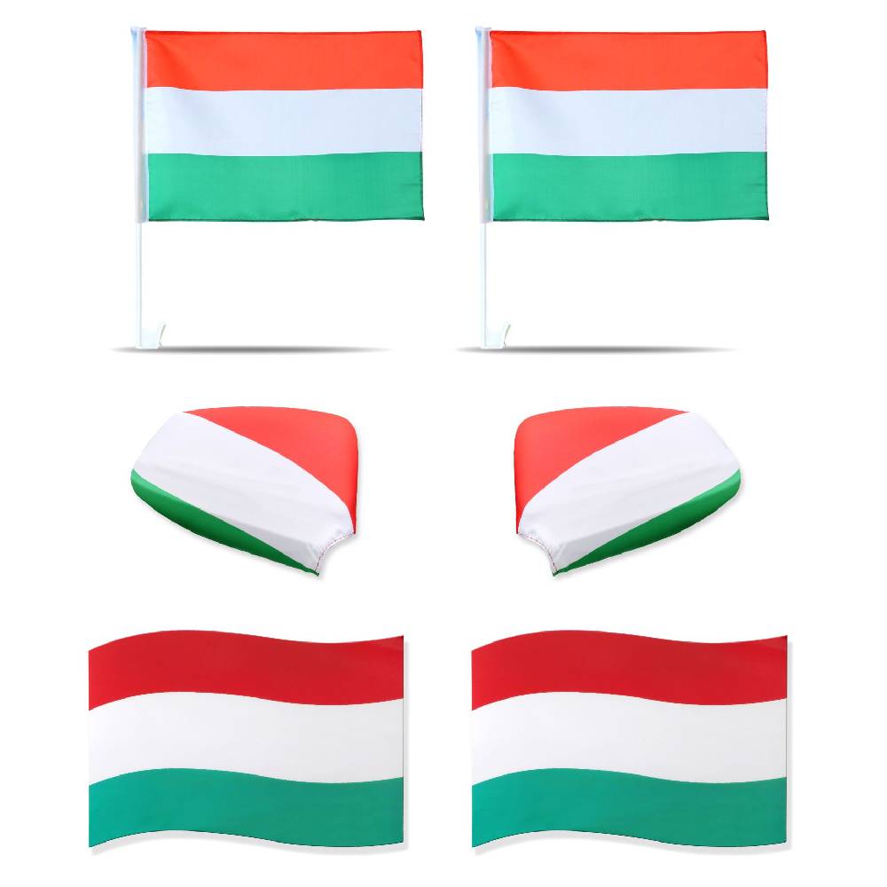 Sonia Originelli Fanpaket "Ungarn" Hungary Fußball 3D Magnet Außenspiegel Flaggen