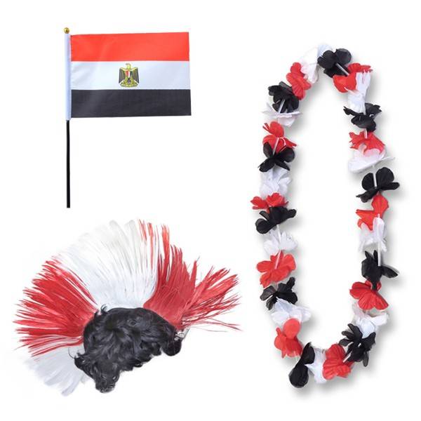 Sonia Originelli Fanset "Ägypten" Egypt Blumenkette Fahne Flagge Perücke Irokese