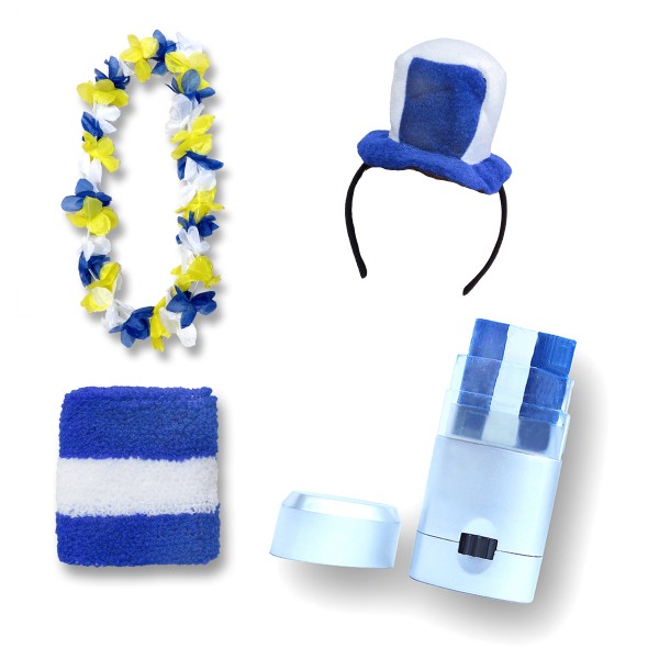 Sonia Originelli Fanset "Argentinien" Argentina Mini Zylinder Haarreif Blumenkette Schminkstift Schweißband