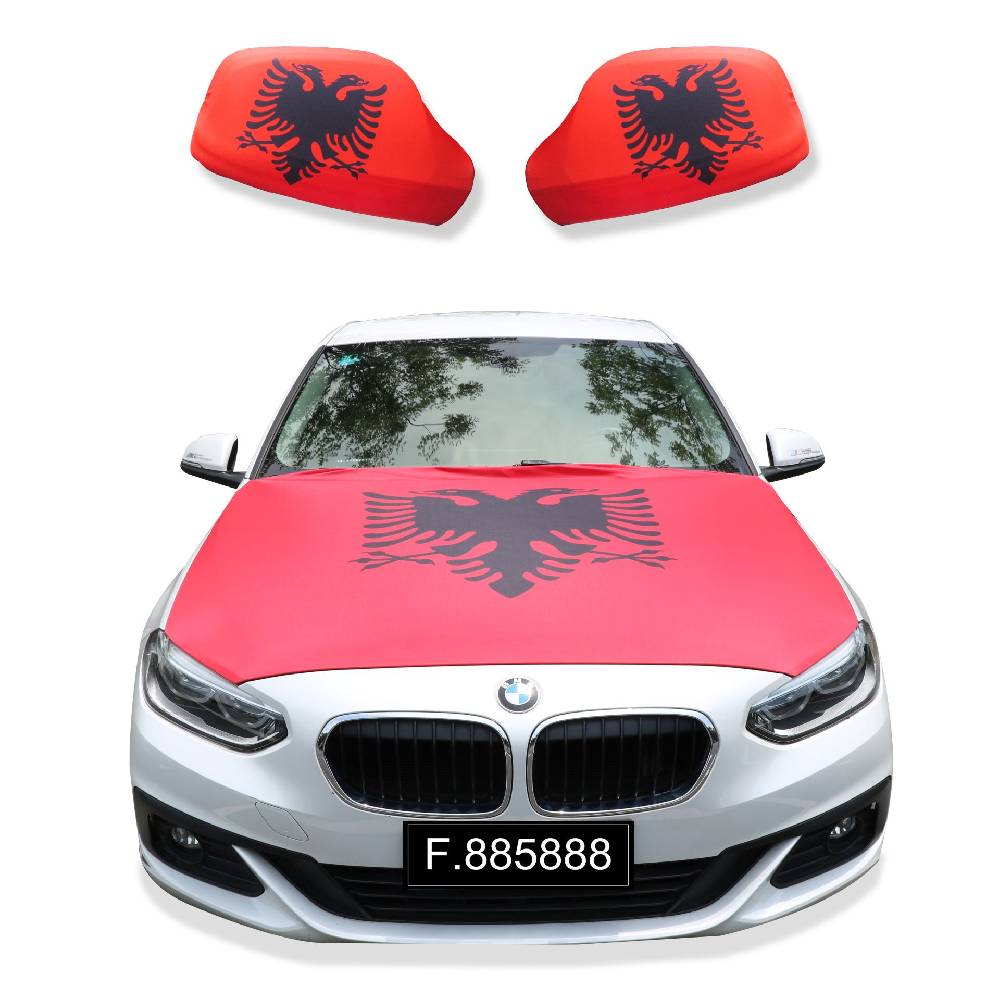 Sonia Originelli Fanset Auto EM "Albanien" Albania Fußball Motorhaube Außenspiegel Flagge