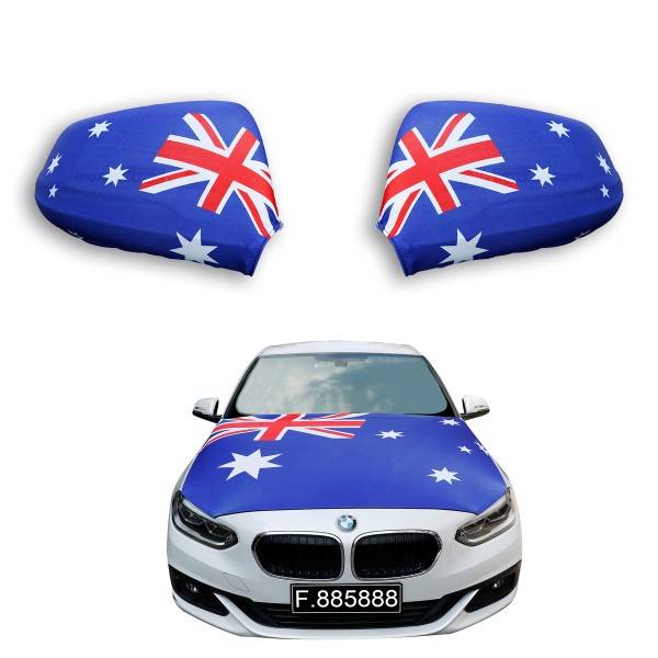Sonia Originelli Fanset Auto EM "Australien" Australia Fußball Motorhaube Außenspiegel Flagge