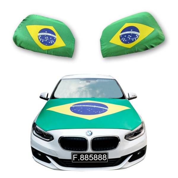 Sonia Originelli Fanset Auto EM "Brasilien" Brazil Brasil Fußball Motorhaube Außenspiegel Flagge
