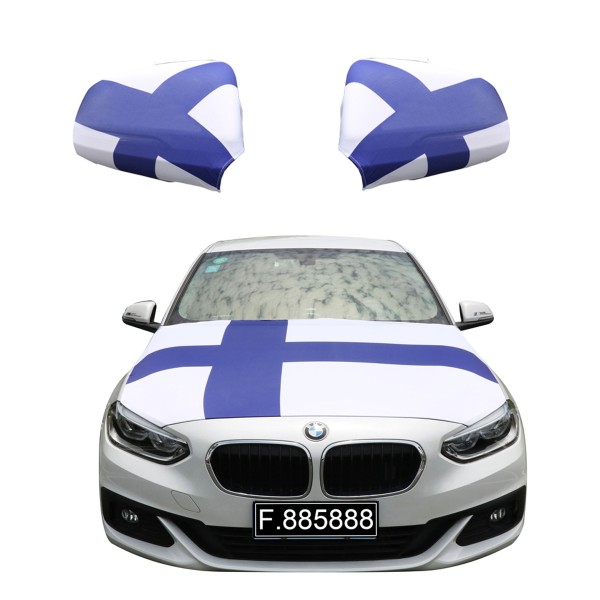 Sonia Originelli Fanset Auto EM "Finnland" Fußball Motorhaube Außenspiegel Flagge