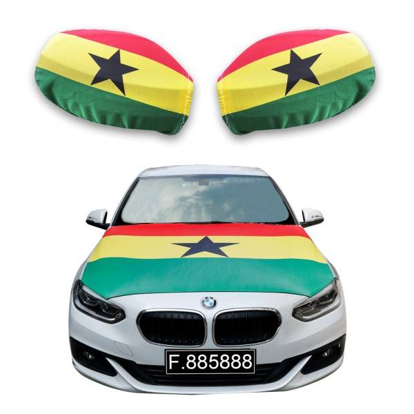 Sonia Originelli Fanset Auto EM "Ghana" Fußball Motorhaube Außenspiegel Flagge