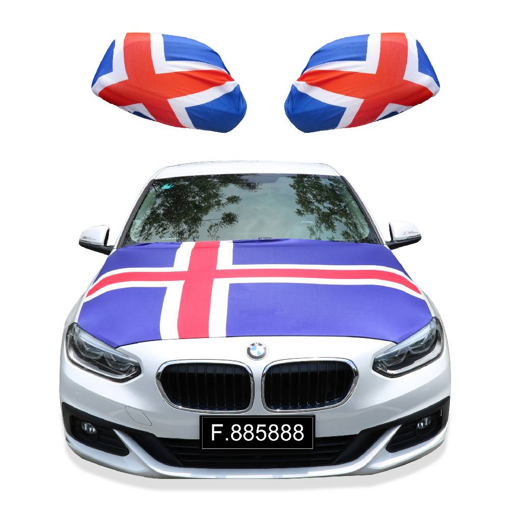 Sonia Originelli Fanset Auto EM "Island" Iceland Fußball Motorhaube Außenspiegel Flagge