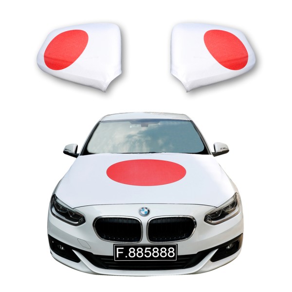 Sonia Originelli Fanset Auto EM "Japan" Fußball Motorhaube Außenspiegel Flagge