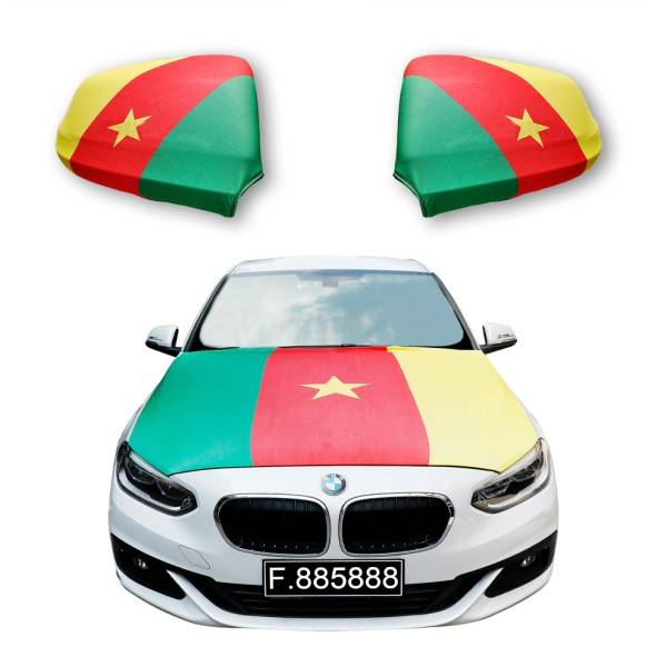 Sonia Originelli Fanset Auto EM "Kamerun" Cameroon Fußball Motorhaube Außenspiegel Flagge