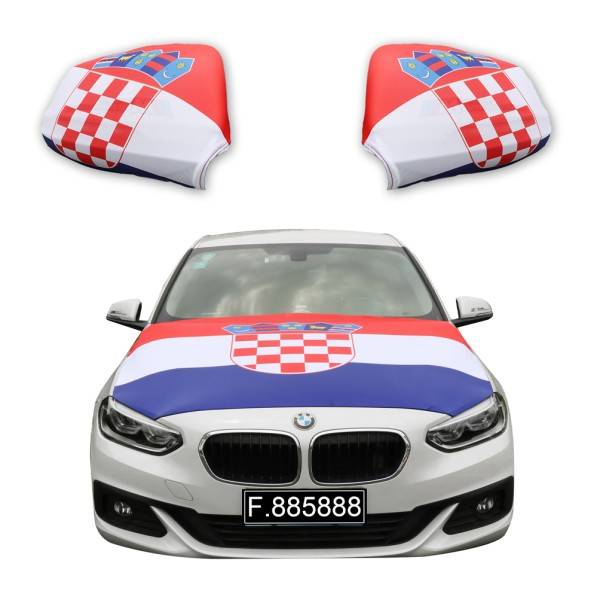 Sonia Originelli Fanset Auto EM "Kroatien" Croatia Fußball Motorhaube Außenspiegel Flagge