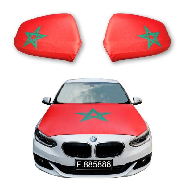 Sonia Originelli Fanset Auto EM "Marokko" Morocco Fußball Motorhaube Außenspiegel Flagge