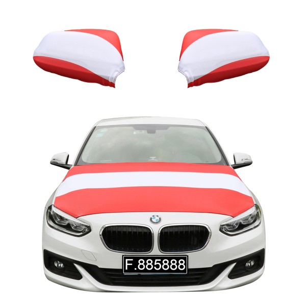 Sonia Originelli Fanset Auto EM "Österreich" Austria Fußball Motorhaube Außenspiegel Flagge