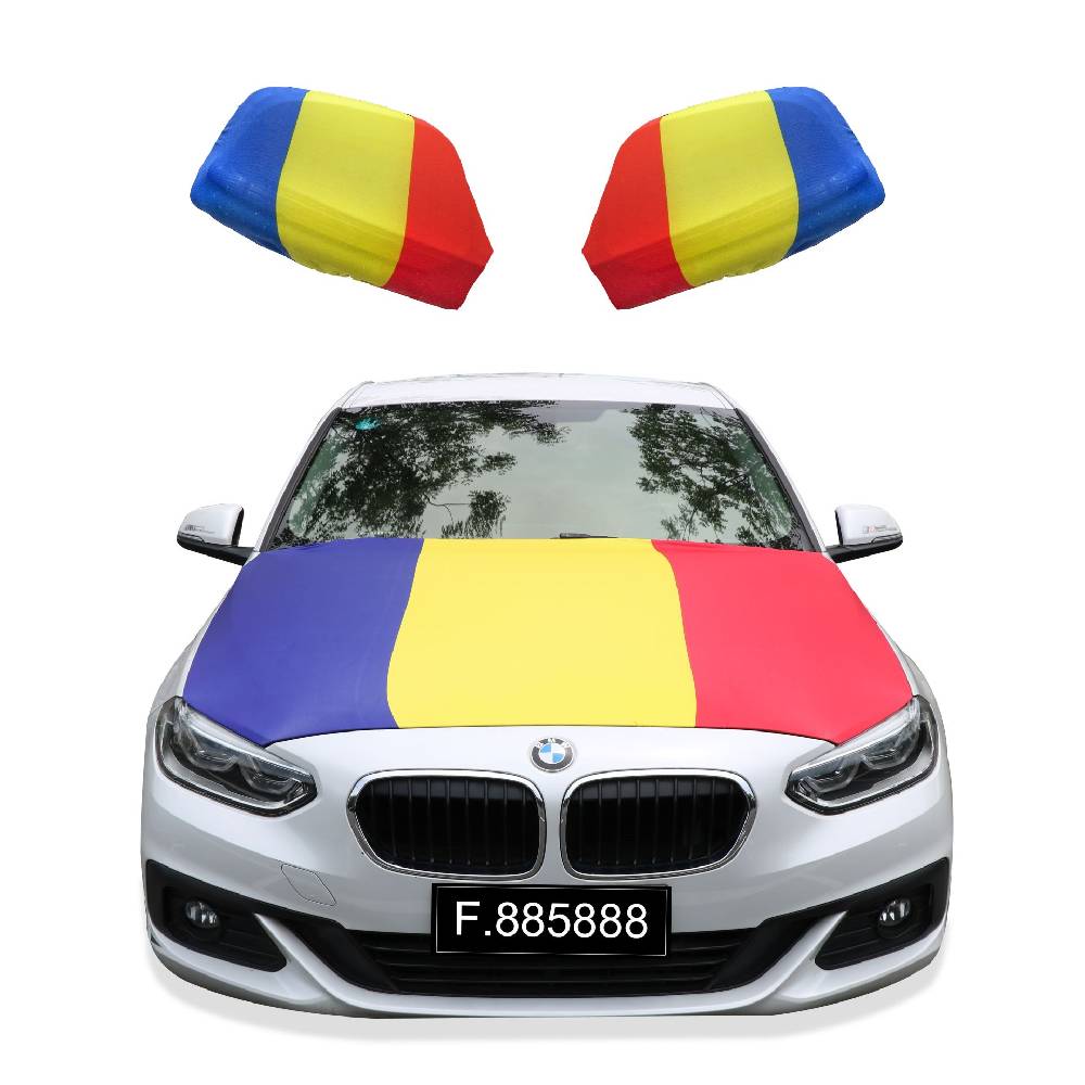 Sonia Originelli Fanset Auto EM "Rumänien" Romania Fußball Motorhaube Außenspiegel Flagge