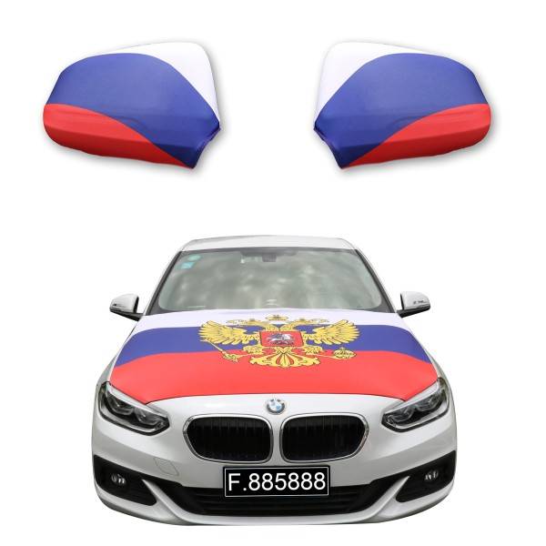Sonia Originelli Fanset Auto EM "Russland" Russia Fußball Motorhaube Außenspiegel Flagge